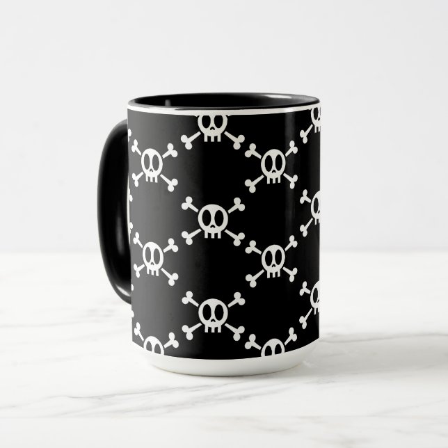 Schädel und Kreuzknochen Tasse (Vorderseite Links)