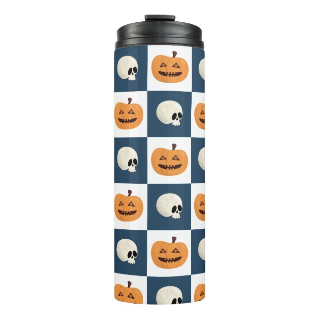 Schädel und Kürbis Thermosbecher (Vorderseite)