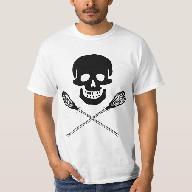 Schädel und Lacrosse-Stock-T - Shirt (Vorderseite)