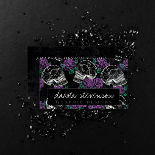Schädel und Lila Rose   Gothic Glam Branding Visitenkarte