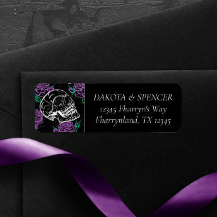 Schädel und Lila Rose   Gothic Grunge Address