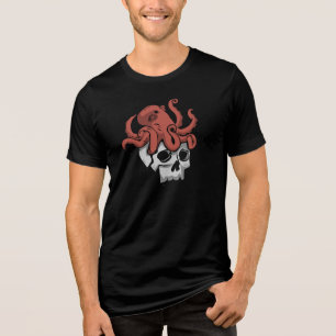 Schädel und Oktopus, Halloween Tri-Blend Shirt
