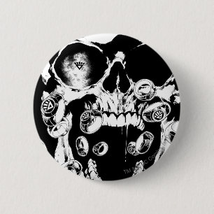 Schädel und Ringe Button
