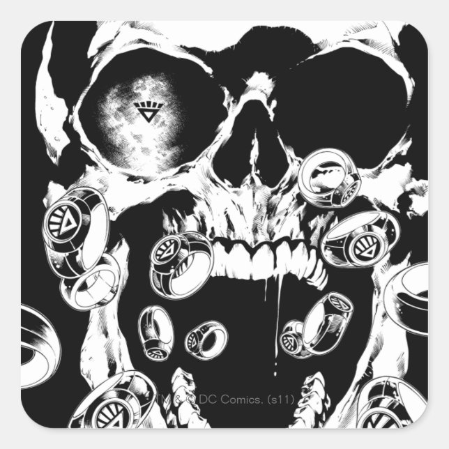 Schädel und Ringe Quadratischer Aufkleber (Vorderseite)