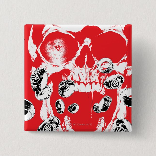 Schädel und Ringe - Rot Button (Vorderseite)