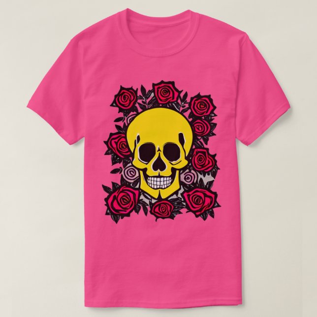 Schädel und Rose 5 T-Shirt (Design vorne)