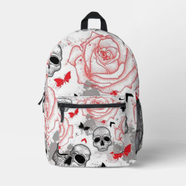 Schädel und Rose Bedruckter Rucksack