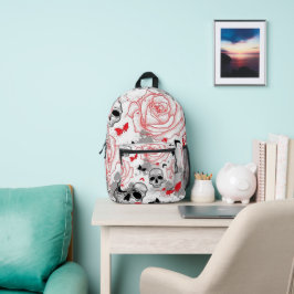Schädel und Rose Bedruckter Rucksack