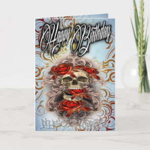 Schädel und Rose der Geburtstagskarte Karte