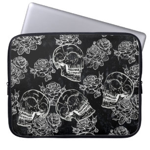 Schädel und Rose   Gothic Glam Funky Grunge Laptopschutzhülle