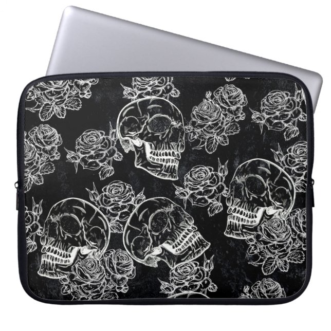Schädel und Rose | Gothic Glam Funky Grunge Laptopschutzhülle (Vorderseite)