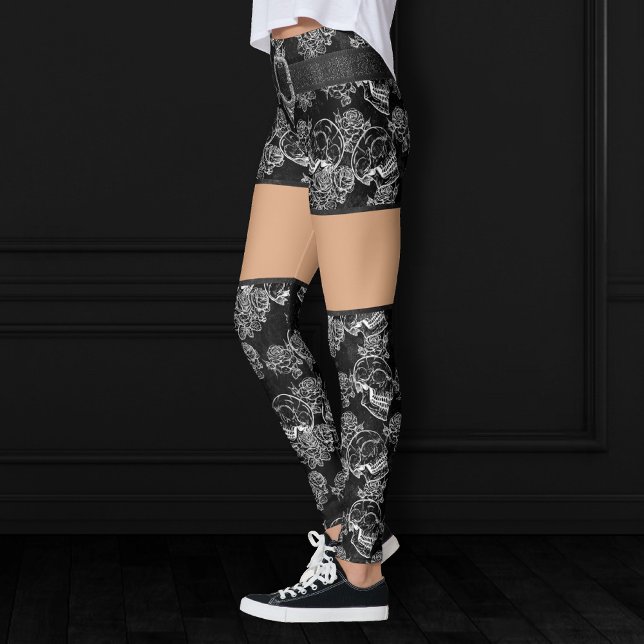 Schädel und Rose | Gothic Glam Funky Grunge Leggings (Von Creator hochgeladen)