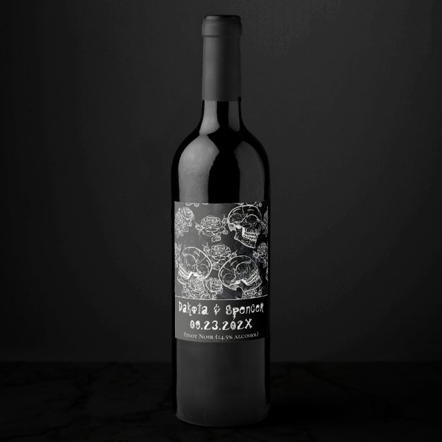 Schädel und Rose | Gothic Glam Vielen Dank Weinetikett (Von Creator hochgeladen)