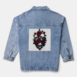 Schädel und Rose: Gotisches Blumendesign Jeansjacke
