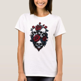 Schädel und Rose: Gotisches Blumendesign T-Shirt