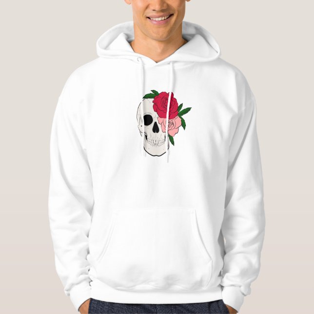 Schädel und Rose Hoodie (Vorderseite)