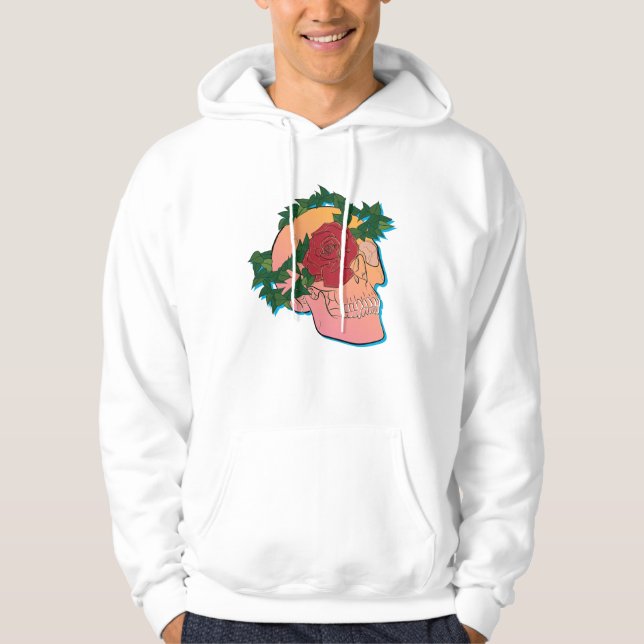 Schädel und Rose Hoodie (Vorderseite)