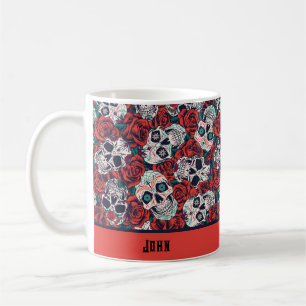 Schädel und Rose Kaffeetasse