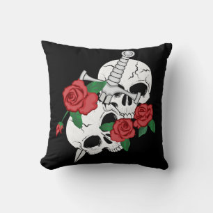 Schädel und Rose Kissen
