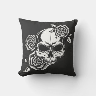 Schädel und Rose Kissen