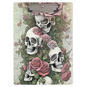 Schädel und Rose Klemmbrett