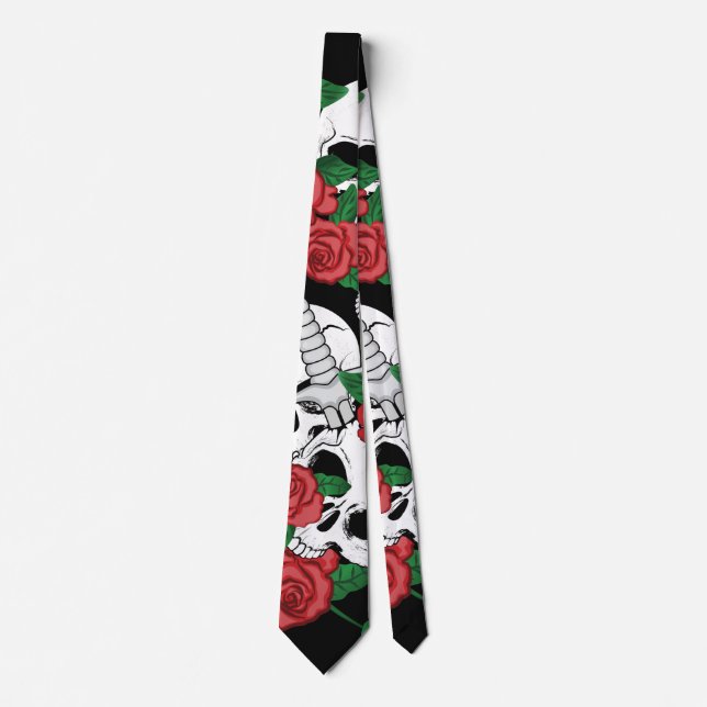 Schädel und Rose Krawatte (Vorderseite)