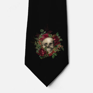 Schädel und Rose   Neck Tie   Schwarz Krawatte