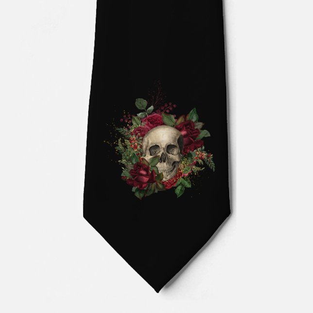 Schädel und Rose | Neck Tie | Schwarz Krawatte (Von Creator hochgeladen)