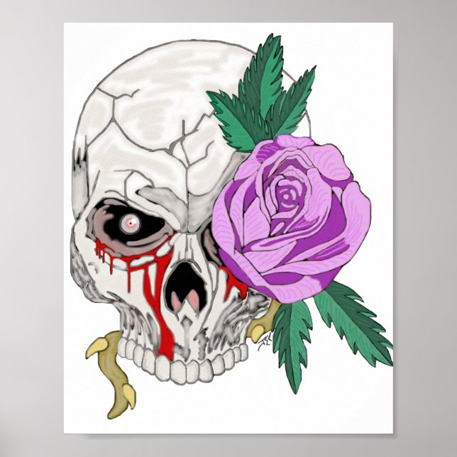 Schädel und Rose Poster (Vorne)