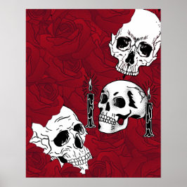 Schädel und Rose Poster