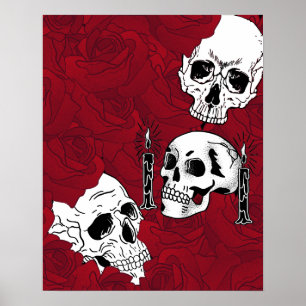 Schädel und Rose Poster