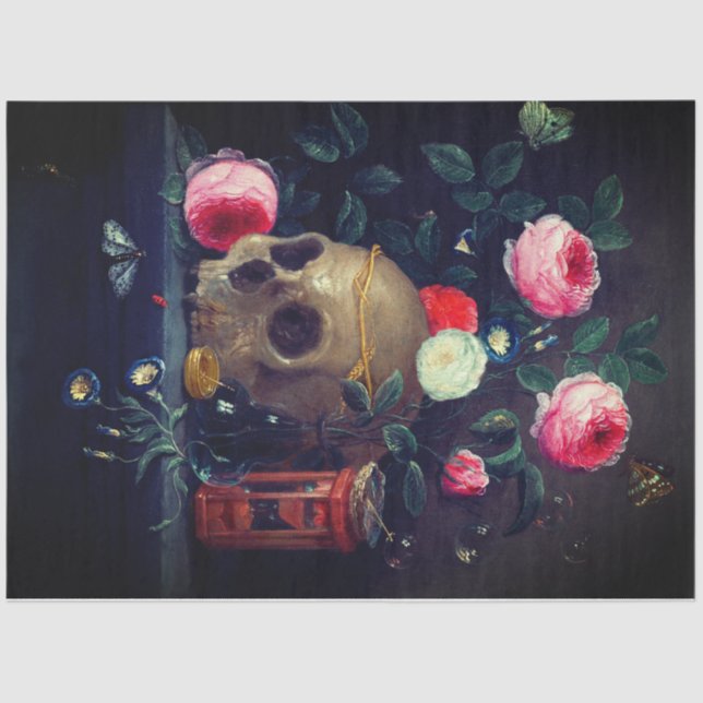 Schädel und Rose Seidenpapier (Vorderseite)