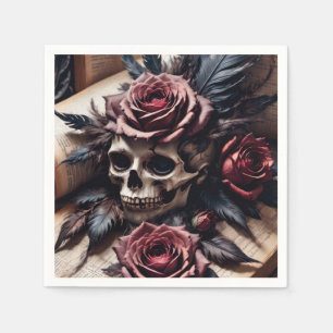 Schädel und Rose Serviette