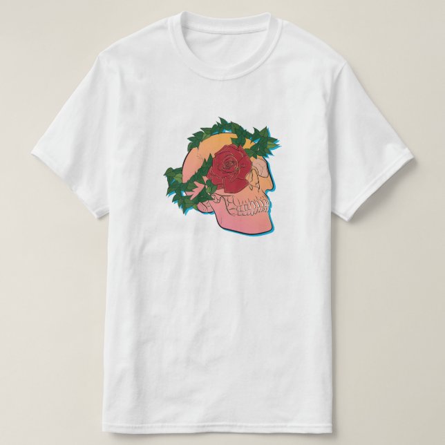 Schädel und Rose T-Shirt (Design vorne)