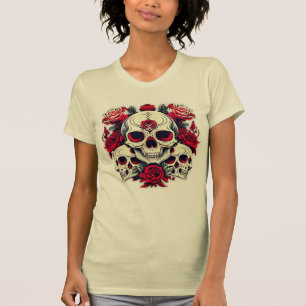 Schädel und Rose T-Shirt