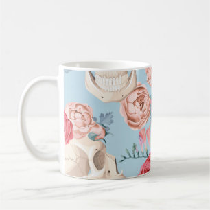 Schädel und Rose Vintages Muster Kaffeetasse