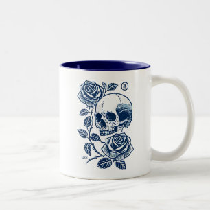 Schädel und Rose Zweifarbige Tasse