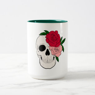Schädel und Rose Zweifarbige Tasse