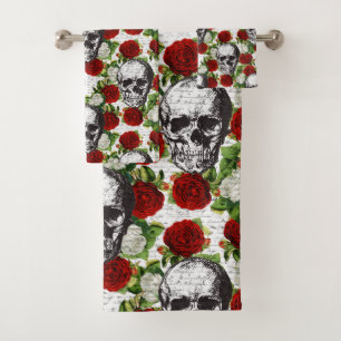 Schädel und Rosen Badhandtuch Set