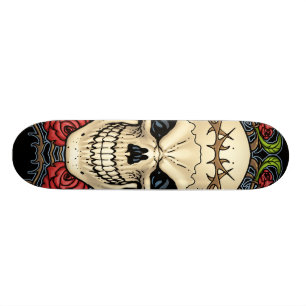 Schädel und Rosen mit Dornenkrone durch Al Rio Skateboard