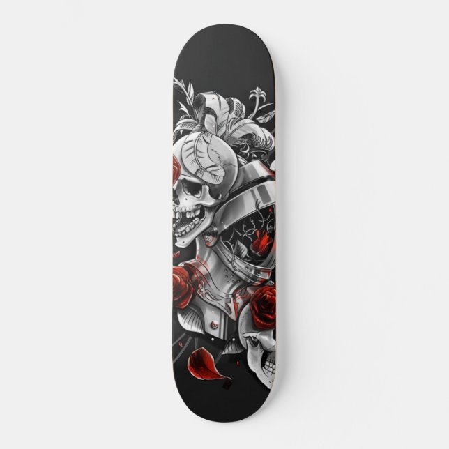 Schädel und Rosen Skateboard (Vorderseite)