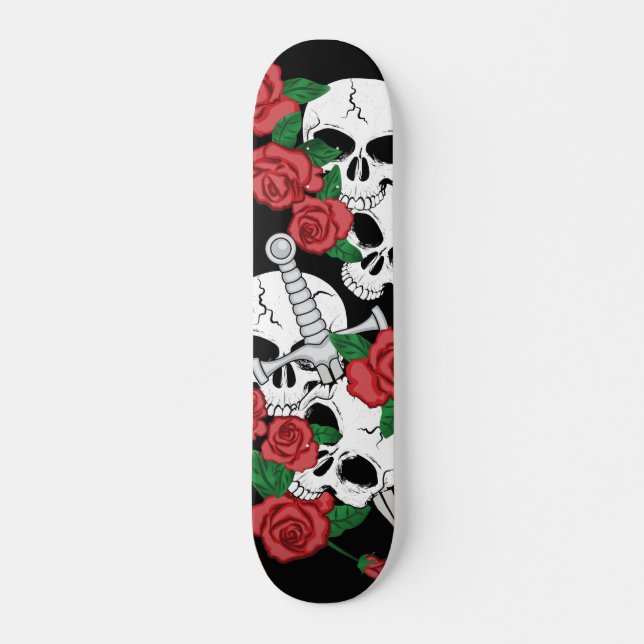 Schädel und Rosen Skateboard (Vorne)