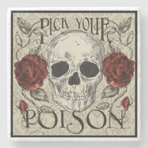 Schädel und Rosen wählen Ihren Gift-Untersetzer Steinuntersetzer