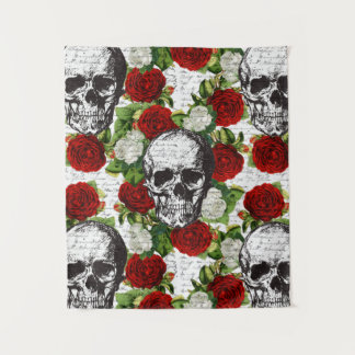 Schädel und Rosen Wandteppich