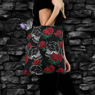 Schädel und Rote Rosen Modern Gothic Glam Grunge