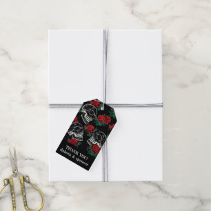 Schädel und Rote Rosen   Moderne Gotik Danke Geschenkanhänger