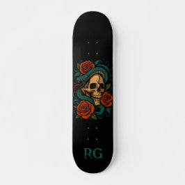 Schädel und Schlange mit Monogramm Skateboard