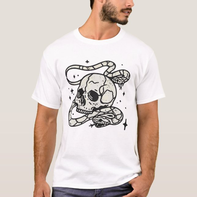 Schädel und Schlange T-Shirt (Vorderseite)