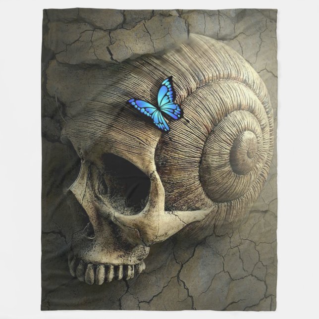 Schädel und Schmetterling Fleecedecke (Vorderseite)