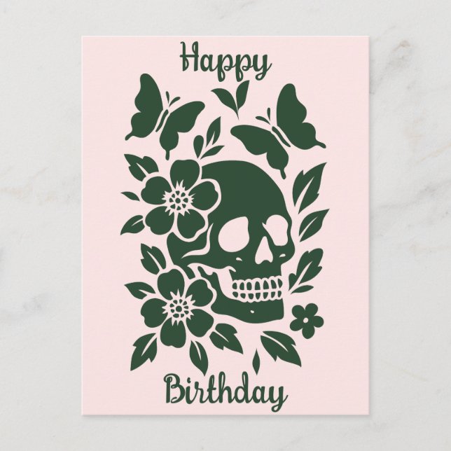 Schädel und Schmetterlinge Postkarte (Vorderseite)